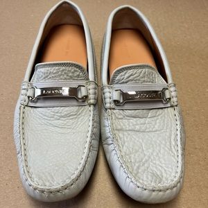 LACOSTE PILOTER GRAY LEATHER LOAFERS MEN'S SIZE US 10.5 UK 9.5 EU 44 HOT
